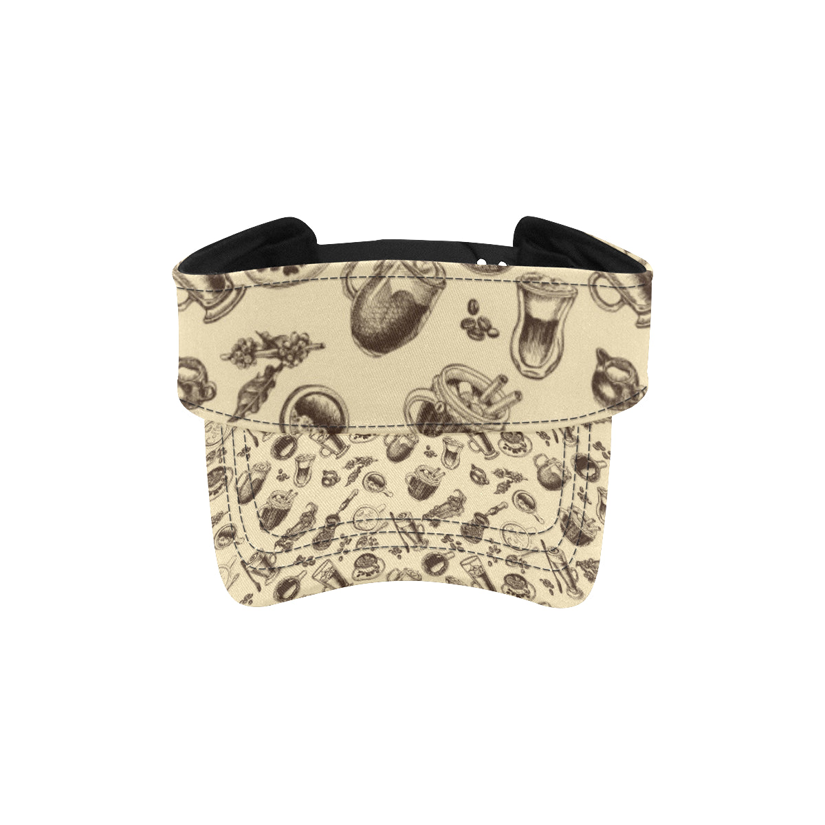 Coffee Pattern Print Design 05 Unisex Sun Visor