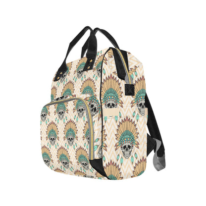 Indian Skull Pattern Diaper Bag Backpack