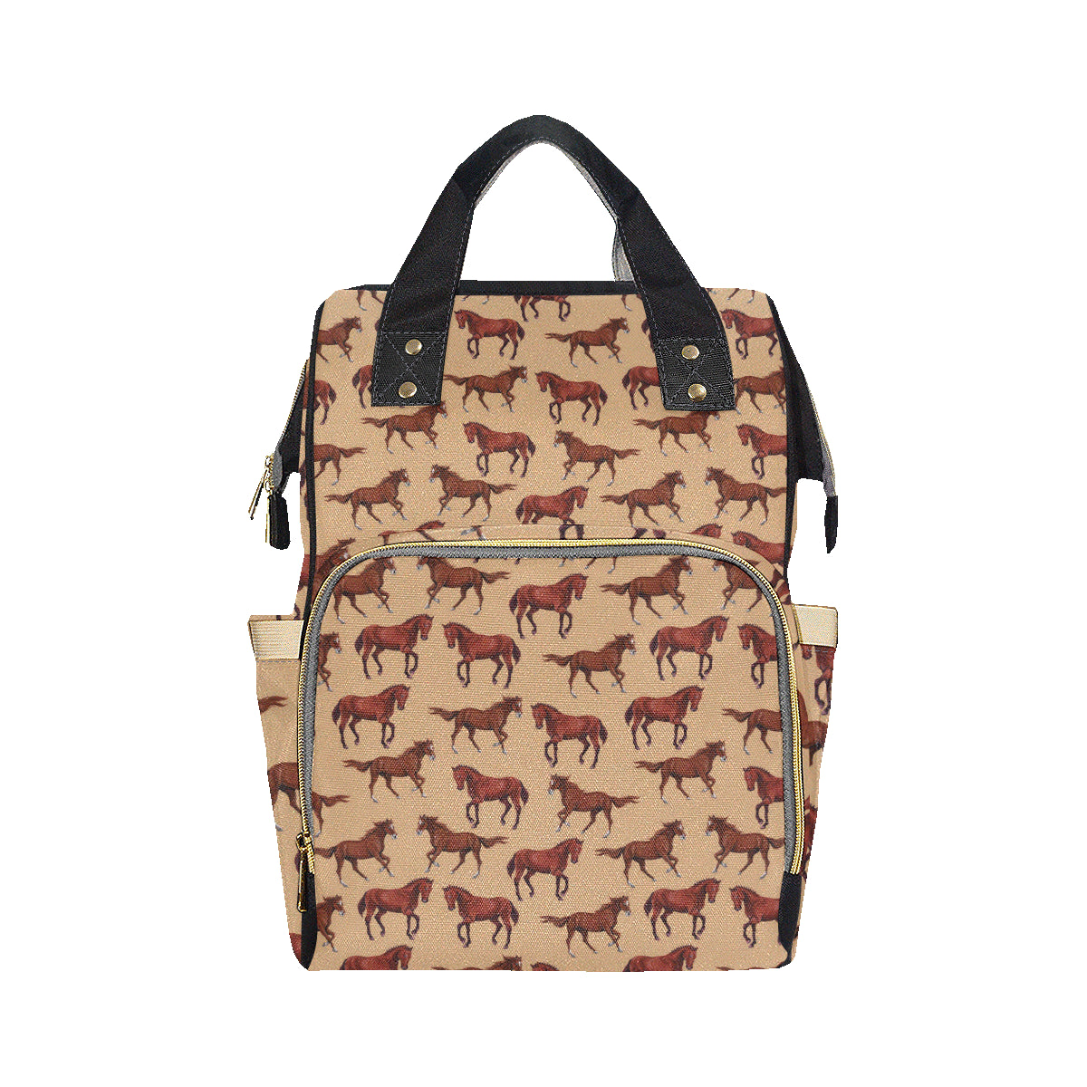Brown Horse Print Pattern Diaper Bag Backpack