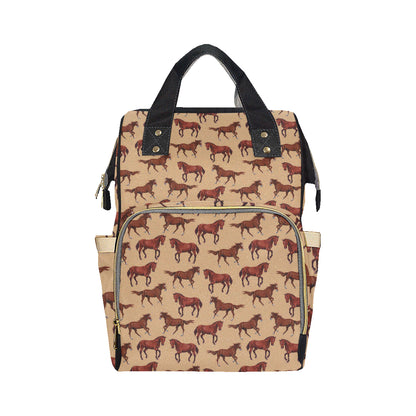 Brown Horse Print Pattern Diaper Bag Backpack
