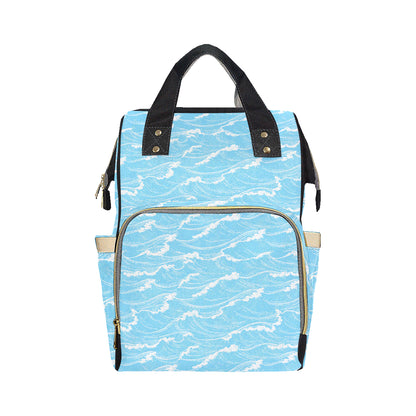 Ocean Wave Pattern Print Design A01 Diaper Bag Backpack