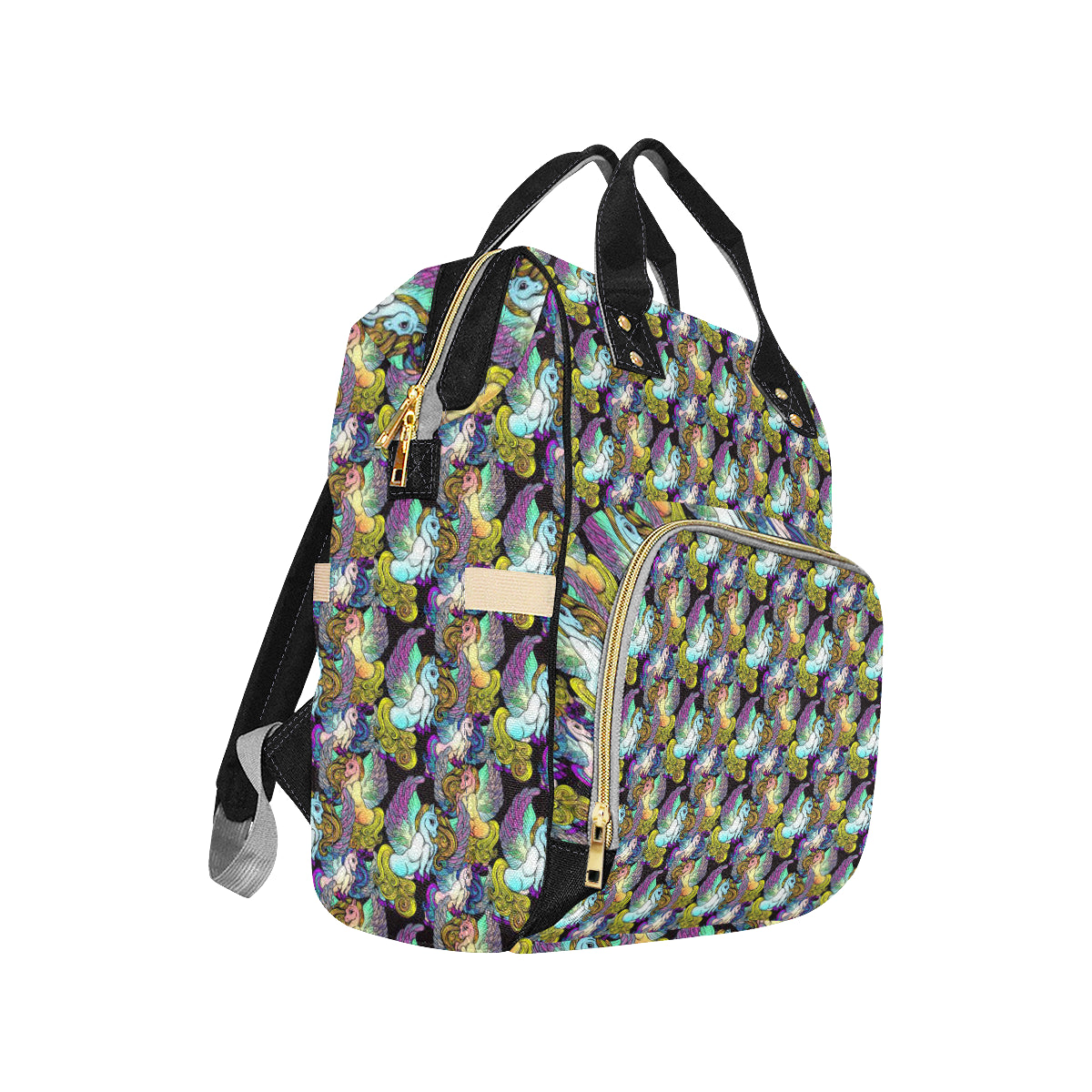 Unicorn With Wings Print Pattern Diaper Bag Backpack
