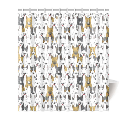 Bull Terriers Pattern Print Design 03 Shower Curtain