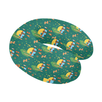 Camping Camper Pattern Print Design 06 U-Shaped Travel Neck Pillow