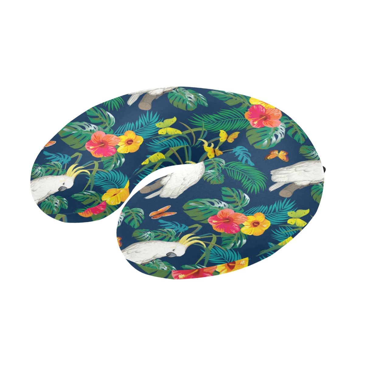 Cockatoo Tropical Pattern Print Design 02 U-Shaped Travel Neck Pillow