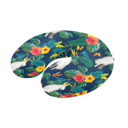 Cockatoo Tropical Pattern Print Design 02 U-Shaped Travel Neck Pillow