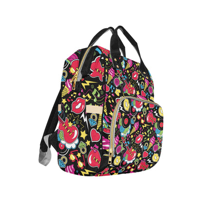 Pop Art Pattern Print Design A04 Diaper Bag Backpack