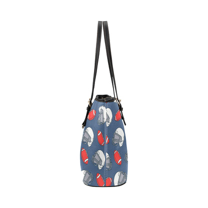 American Football Helmet Design Pattern Leather Tote Bag