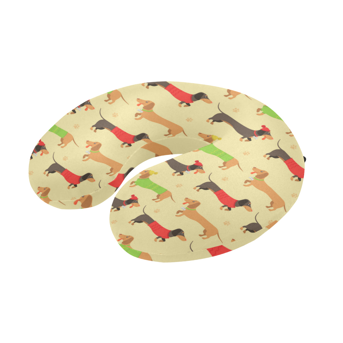 Dachshund Pattern Print Design 06 U-Shaped Travel Neck Pillow