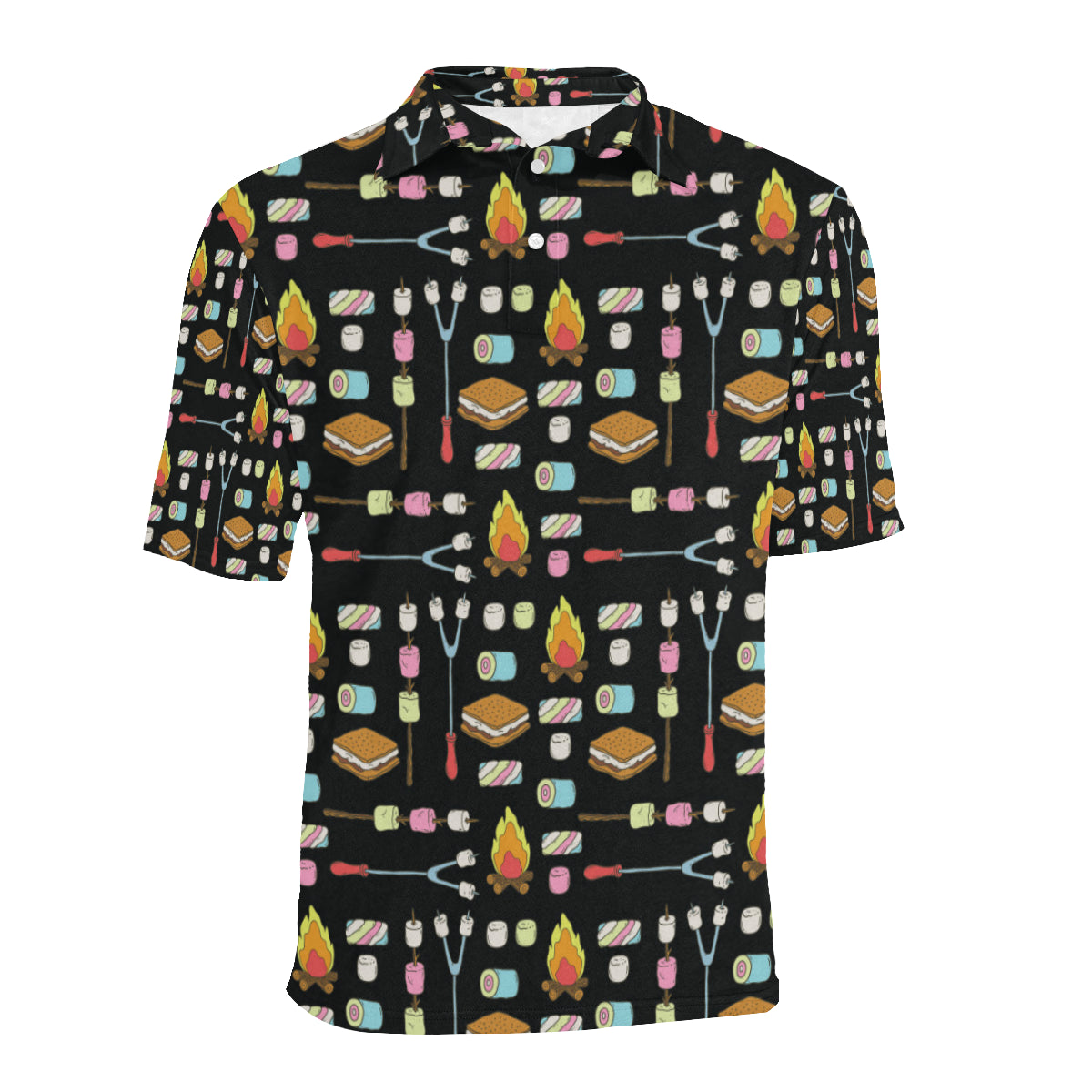 Camping Campfire Marshmallows Men Polo Shirt
