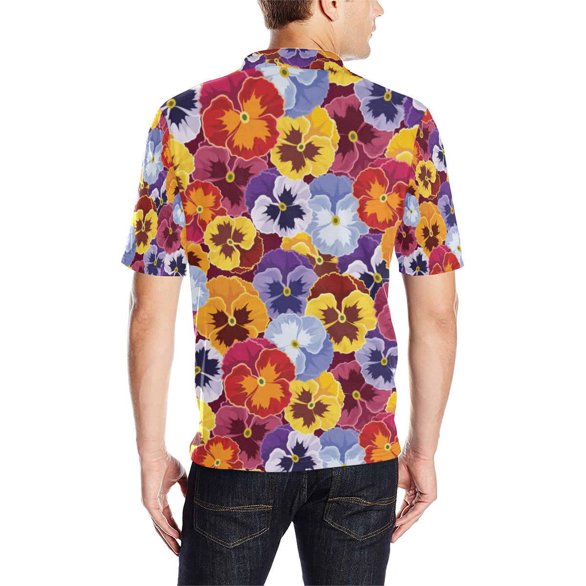 Pansy Pattern Print Design PS01 Men Polo Shirt