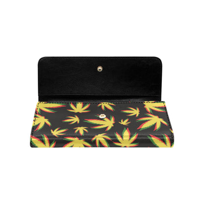Pot Leaf Pattern Print Design A02 Women's Trifold Wallet