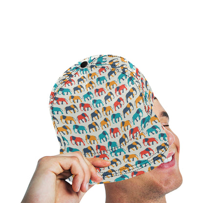 Elephant Colorful Print Pattern Snapback Cap