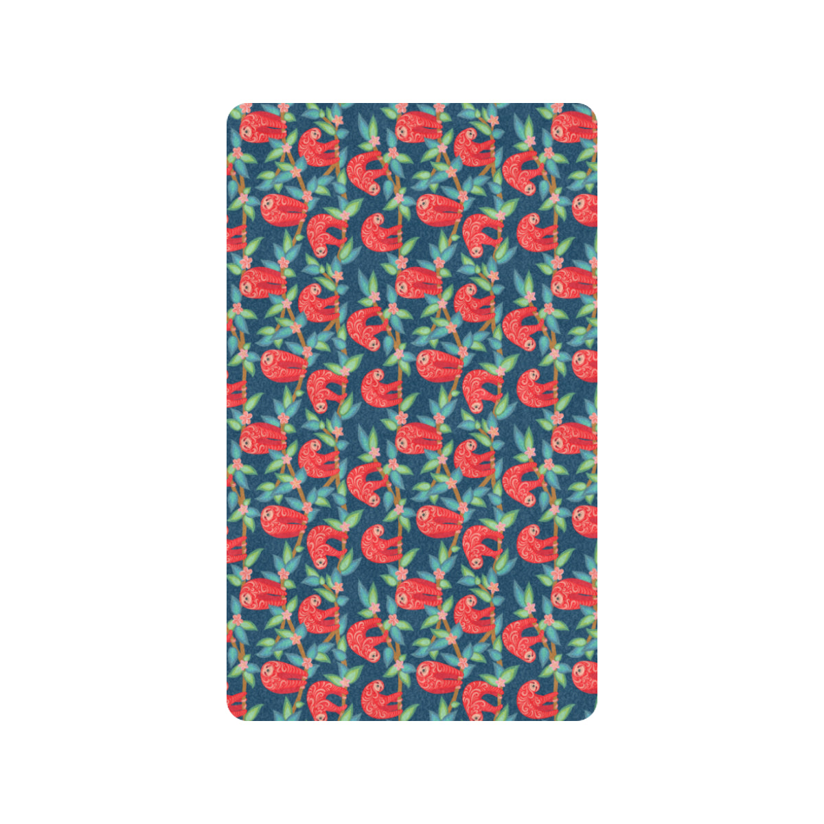 Sloth Red Design Themed Print Rubber Doormat
