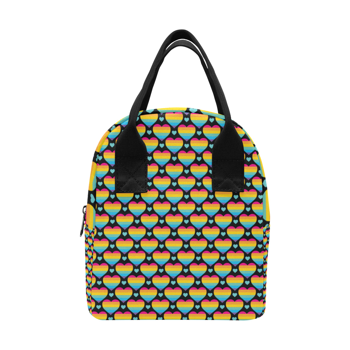 Rainbow Heart Print Pattern Insulated Lunch Bag