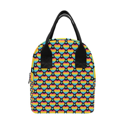 Rainbow Heart Print Pattern Insulated Lunch Bag