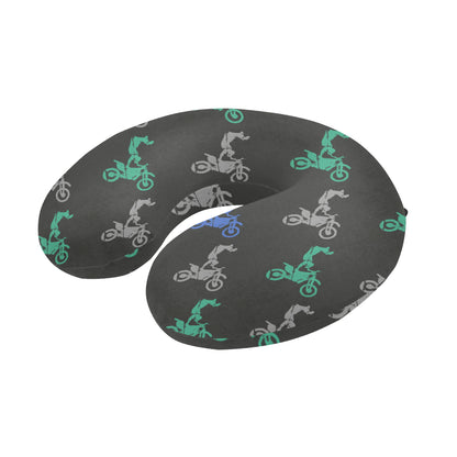Motocross Pattern Print Design 02 U-Shaped Travel Neck Pillow