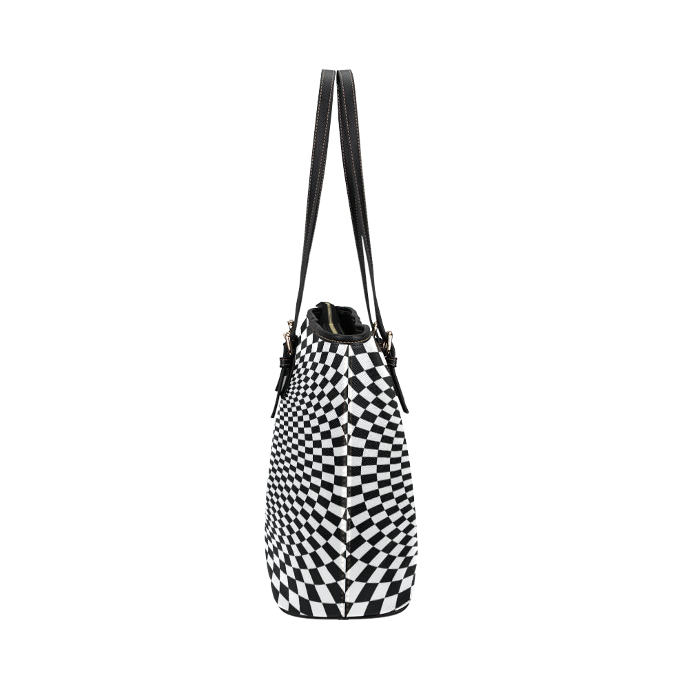 Optical illusion Projection Torus Leather Tote Bag