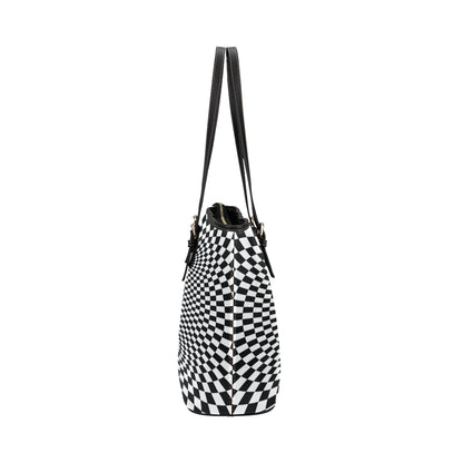 Optical illusion Projection Torus Leather Tote Bag