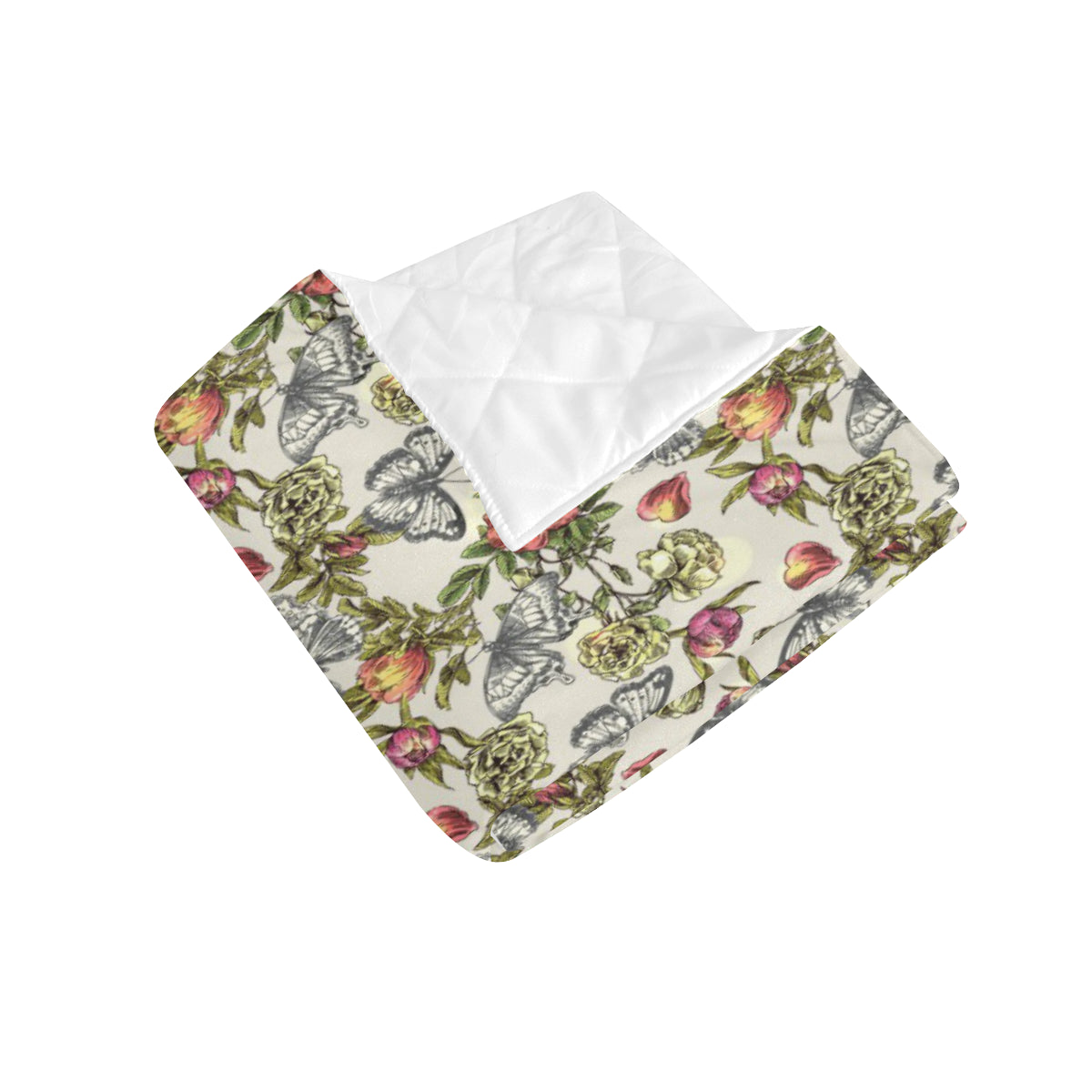Butterfly Flower Pattern Print Design 06 Premium Quilt