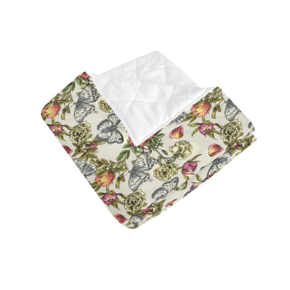 Butterfly Flower Pattern Print Design 06 Premium Quilt