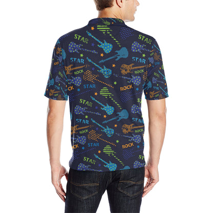 Rock and Roll Pattern Print Design A04 Men Polo Shirt