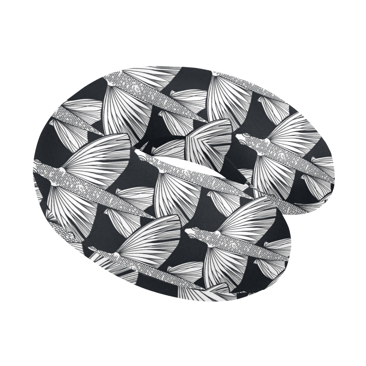 Flying Fish Pattern Print Design 03 U-Shaped Travel Neck Pillow