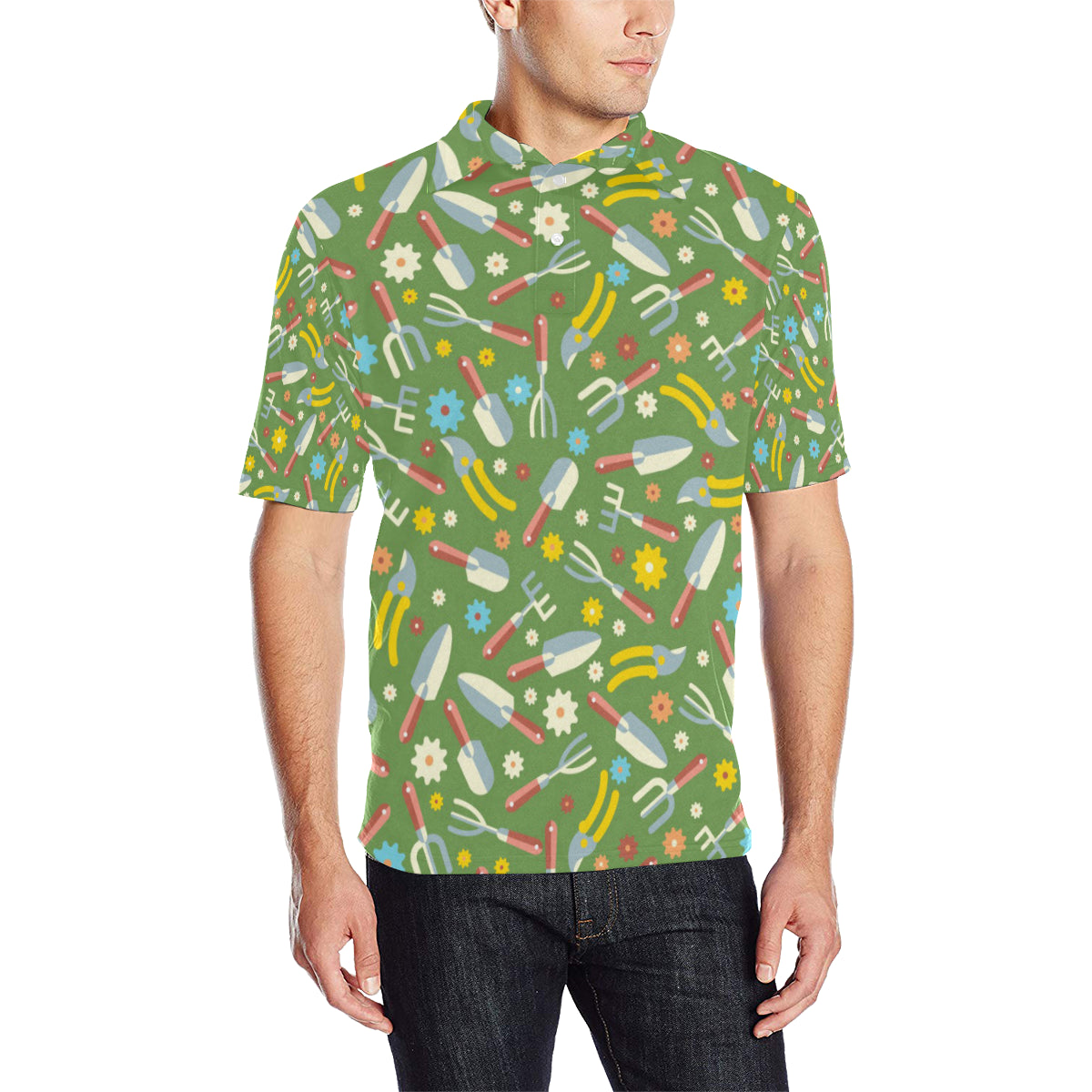Gardening Pattern Print Design G06 Men Polo Shirt
