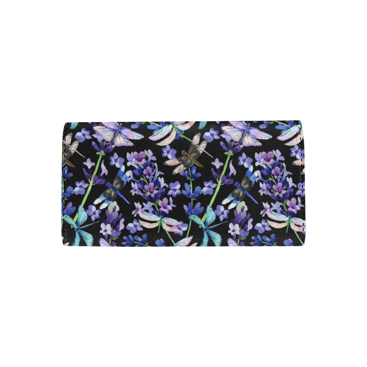 Lavender Dragonfly Pattern Print Design LV03 Women's Trifold Wallet