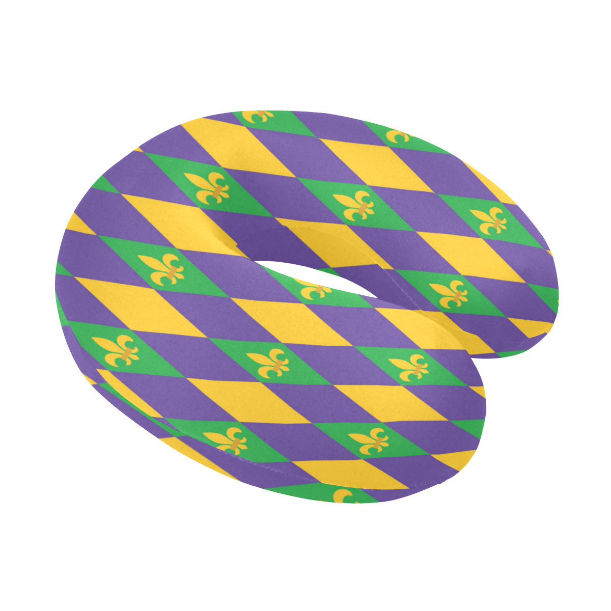 Mardi Gras Pattern Print Design 05 U-Shaped Travel Neck Pillow