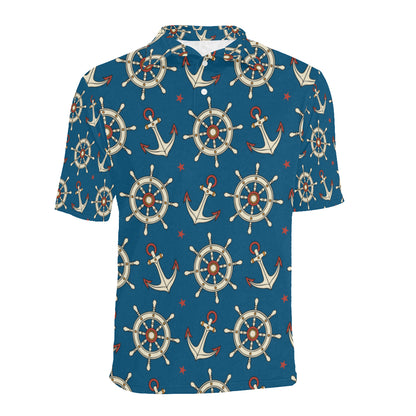 Anchor Pattern Print Design 02 Men Polo Shirt