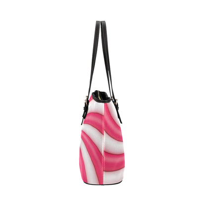 Vortex Twist Swirl Candy Print Leather Tote Bag