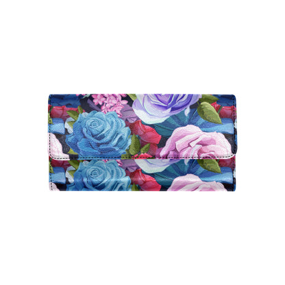 Rose Pattern Print Design RO09 Women's Trifold Wallet