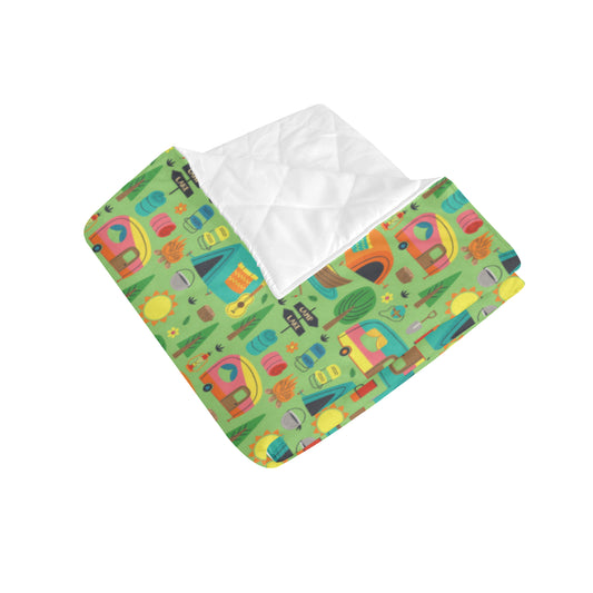 Camping Camper Pattern Print Design 04 Premium Quilt
