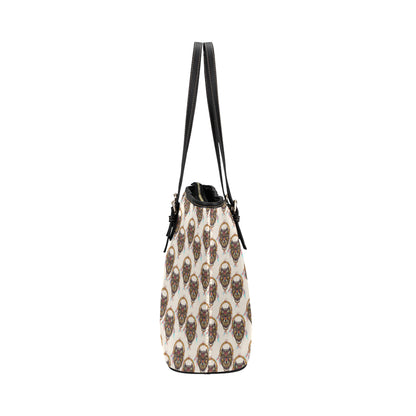 Wolf Tribal Dream Catcher Design Print Leather Tote Bag