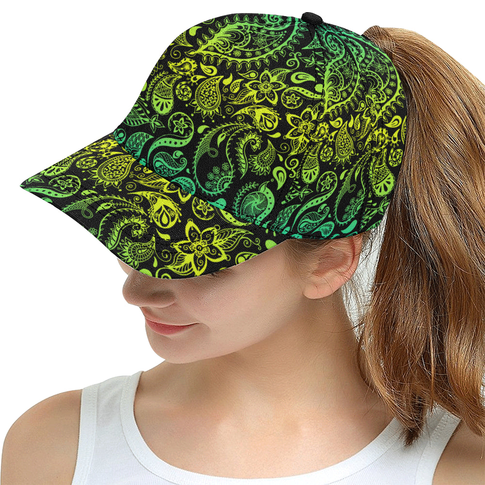 Paisley Green Design Print Snapback Cap
