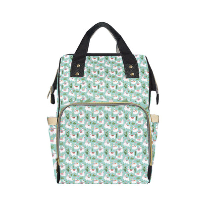 Llama with Cactus Themed Print Diaper Bag Backpack