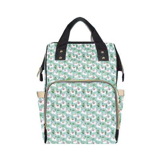 Llama with Cactus Themed Print Diaper Bag Backpack
