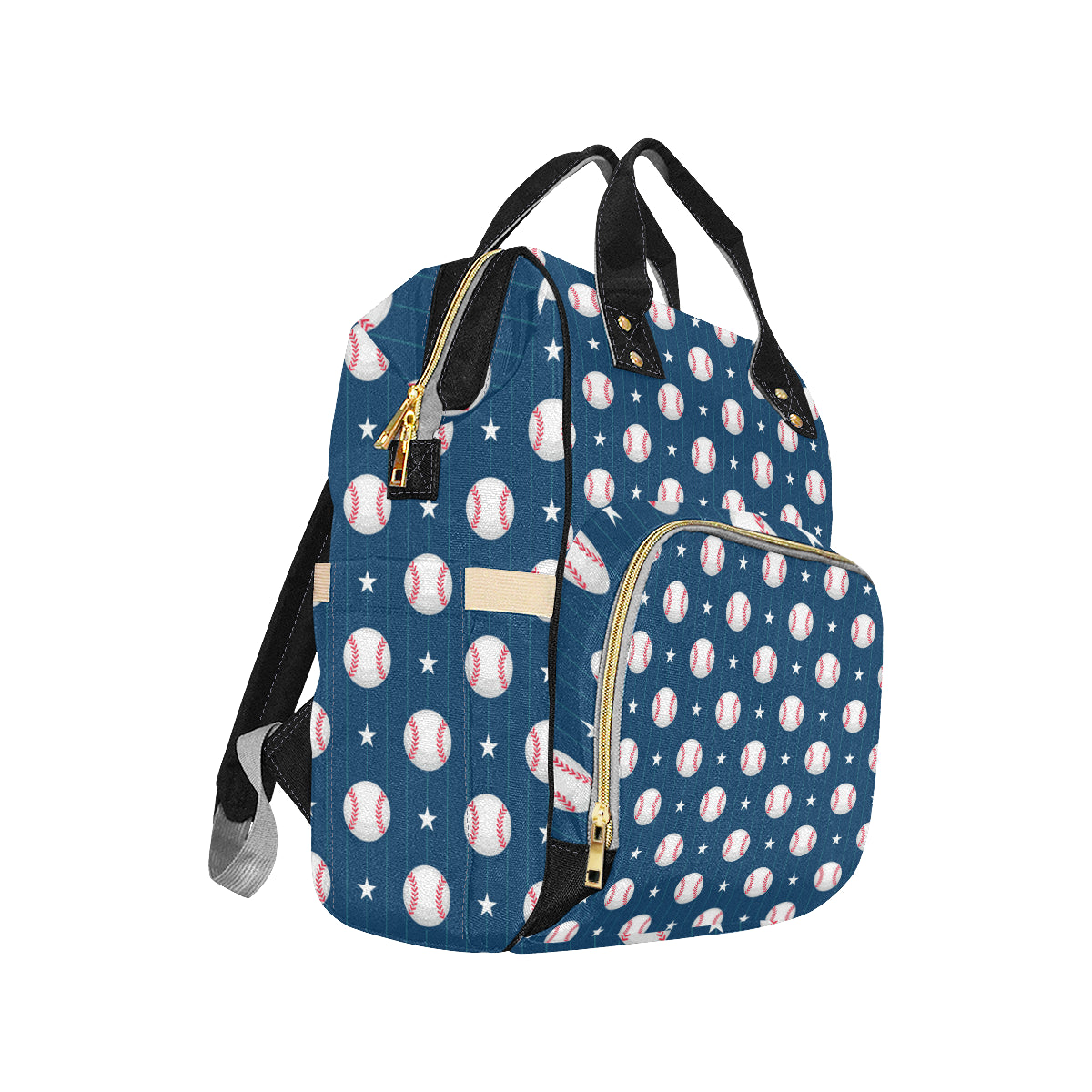 Baseball Star Print Pattern Diaper Bag Backpack