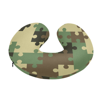 Puzzle Camo Pattern Print Design A03 U-Shaped Travel Neck Pillow