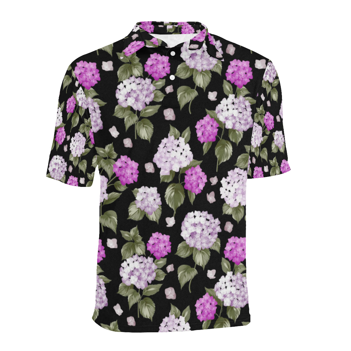 Hydrangea Pattern Print Design HD011 Men Polo Shirt