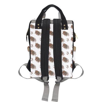 Aztec Wolf Pattern Print Design 02 Diaper Bag Backpack