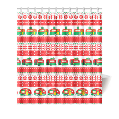 Camper Camping Ugly Christmas Design Print Shower Curtain