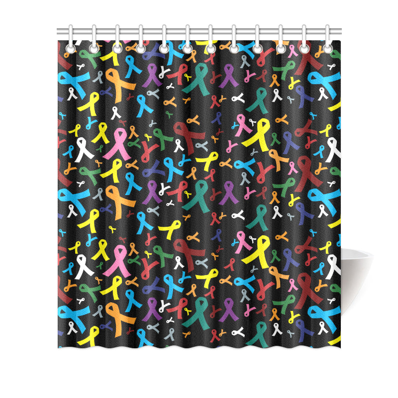 Cancer Awareness Pattern Print Design 03 Shower Curtain