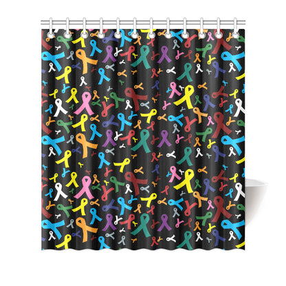 Cancer Awareness Pattern Print Design 03 Shower Curtain