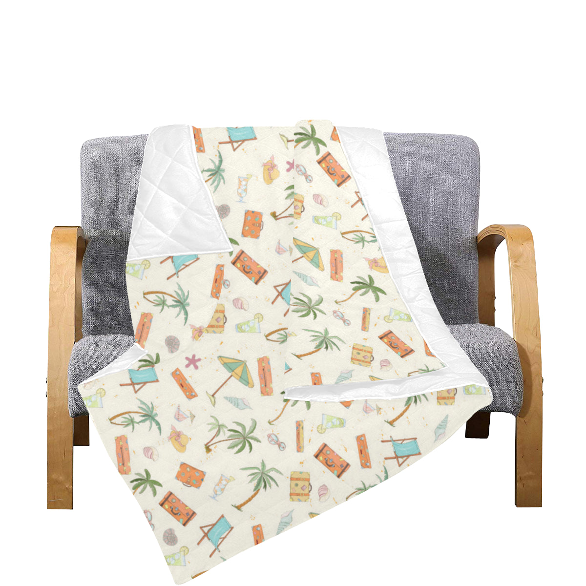 Beach Themed Pattern Print Design 05 Premium Quilt