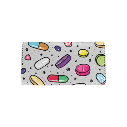 Pill Pattern Print Design A04 Women's Trifold Wallet