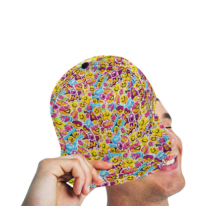 Emoji Sticker Print Pattern Snapback Cap