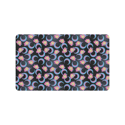 Lotus with Moon Pink Print Themed Rubber Doormat