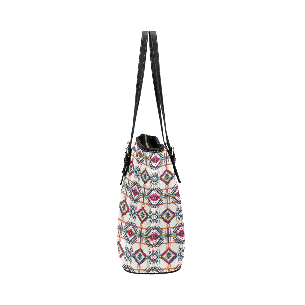 Indian Navajo Art Themed Design Print Leather Tote Bag